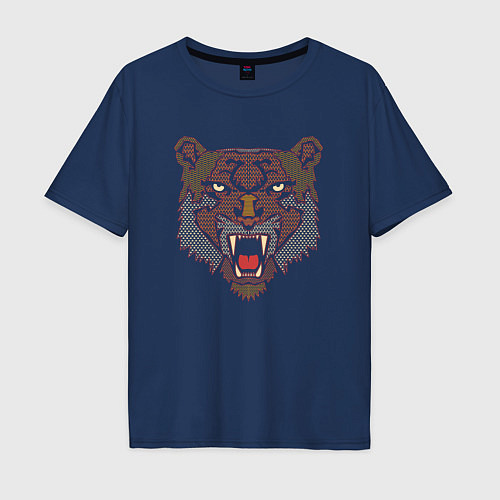 Мужская футболка оверсайз Морда медведя / Тёмно-синий – фото 1