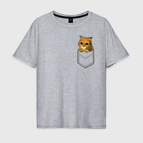 Мужская футболка оверсайз Шрек: Кот в кармане / Меланж – фото 1
