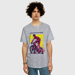 Футболка оверсайз мужская Mountain Bike велосипедист, цвет: меланж — фото 2