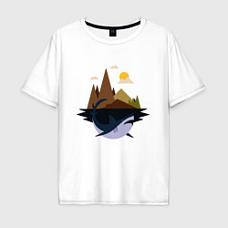 Мужская футболка оверсайз Abstract Geometry Shark Island