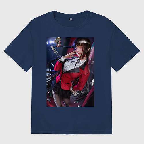 Мужская футболка оверсайз Kakegurui Yumeko Jabami art / Тёмно-синий – фото 1