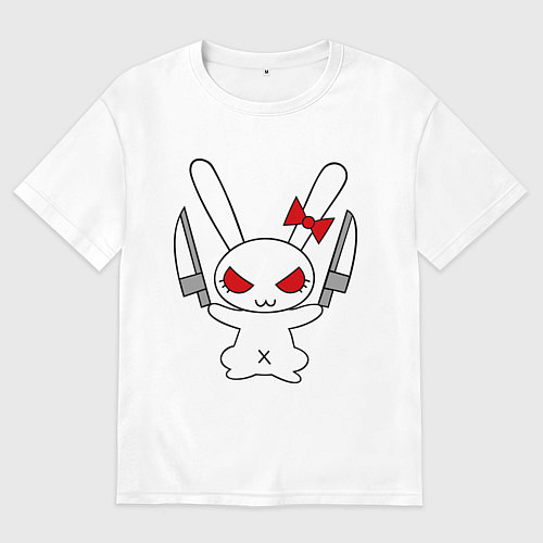 Мужская футболка оверсайз Зайка с ножами / Белый – фото 1