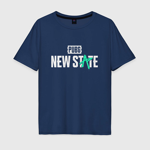 Мужская футболка оверсайз PUBG NEW STATE ПАБГ / Тёмно-синий – фото 1