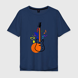 Мужская футболка оверсайз Цветная гитара