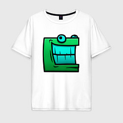 Мужская футболка оверсайз Geometry Dash Green cube Z