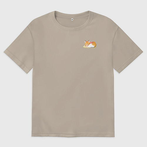 Мужская футболка оверсайз Спящая Сэнко / Миндальный – фото 1