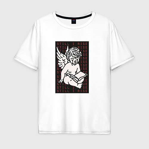 Мужская футболка оверсайз Плачущий ангел / Белый – фото 1
