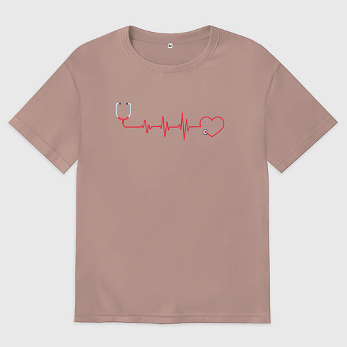 Мужская футболка оверсайз Медсестра Стетоскоп Z / Пыльно-розовый – фото 1