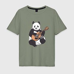 Мужская футболка оверсайз Панда гитарист Panda Guitar