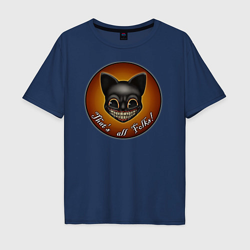 Мужская футболка оверсайз Cartoon Cat / Тёмно-синий – фото 1