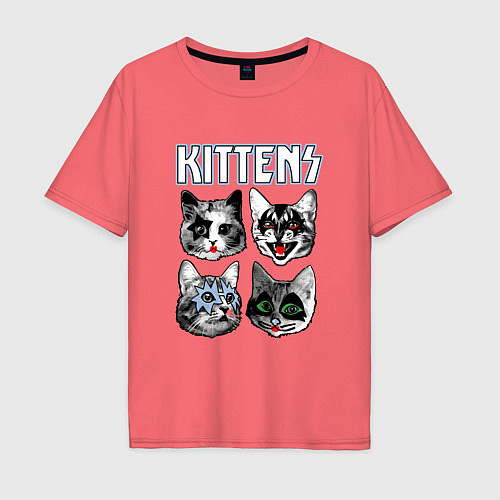 Мужская футболка оверсайз Kittens / Коралловый – фото 1