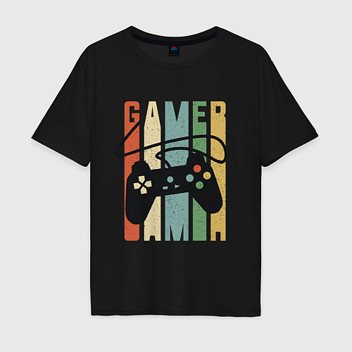 Мужская футболка оверсайз Gamer vintage / Черный – фото 1