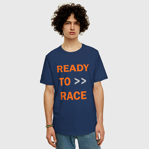 Мужская футболка оверсайз KTM READY TO RACE спина Z / Тёмно-синий – фото 3