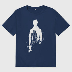 Футболка оверсайз мужская СОН ДЖИН ВУ SOLO LEVELING, цвет: тёмно-синий