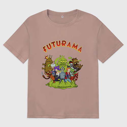 Мужская футболка оверсайз Slurm team / Пыльно-розовый – фото 1