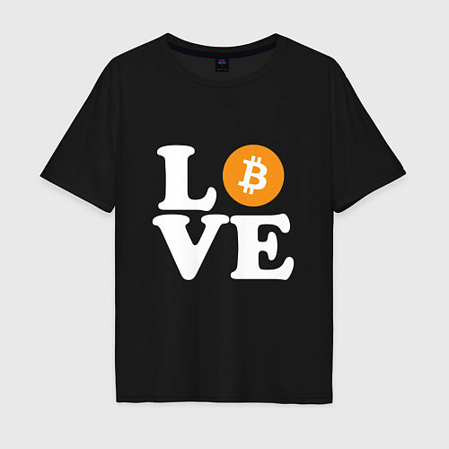 Мужская футболка оверсайз LOVE BITCOIN БИТКОИН БИТОК / Черный – фото 1