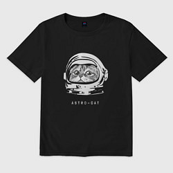 Футболка оверсайз мужская Astro-cat, цвет: черный