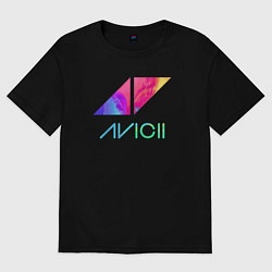 Футболка оверсайз мужская AVICII RAIBOW, цвет: черный