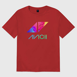 Футболка оверсайз мужская AVICII RAIBOW, цвет: красный