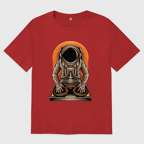 Мужская футболка оверсайз Космонавт диджей - cosmo DJ / Красный – фото 1
