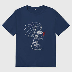 Мужская футболка оверсайз Скелет крылатой крысы