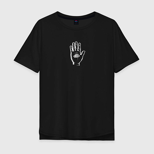 Мужская футболка оверсайз Hand With Eye / Черный – фото 1