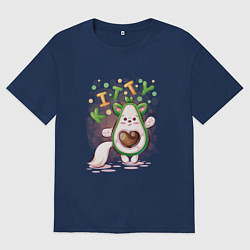 Футболка оверсайз мужская Авокадо Kitty, цвет: тёмно-синий