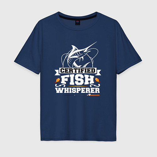Мужская футболка оверсайз Тихая рыбалка / Тёмно-синий – фото 1