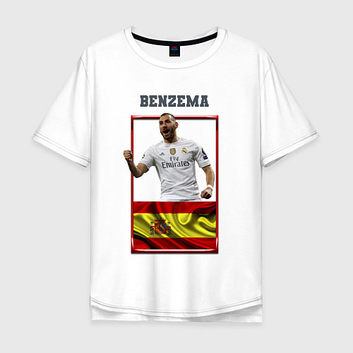 Мужская футболка оверсайз Карим Бензема Реал Мадрид / Белый – фото 1