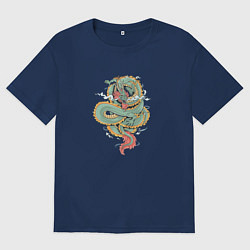 Футболка оверсайз мужская Дракон, цвет: тёмно-синий