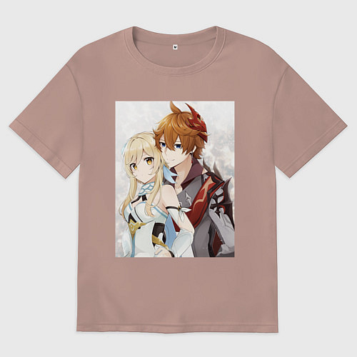 Мужская футболка оверсайз Lumine and tartaglia / Пыльно-розовый – фото 1