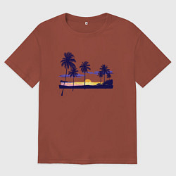 Футболка оверсайз мужская ПАЛЬМЫ, цвет: кирпичный