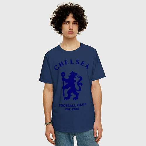Мужская футболка оверсайз Chelsea Est. 1905 / Тёмно-синий – фото 3