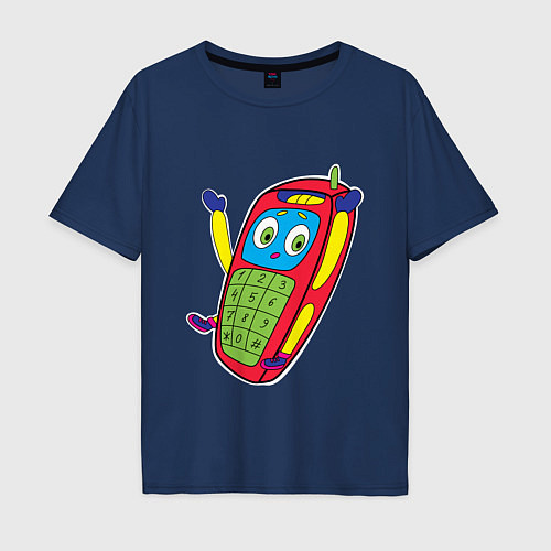 Мужская футболка оверсайз Телефон / Тёмно-синий – фото 1