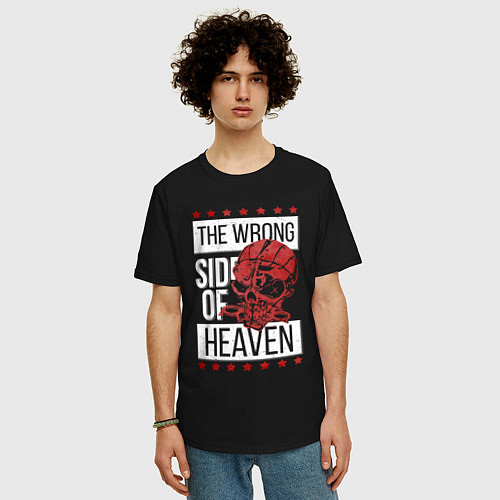 Мужская футболка оверсайз The wrong side of hell / Черный – фото 3