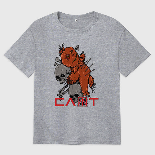 Мужская футболка оверсайз Слот Кукла вуду / Меланж – фото 1