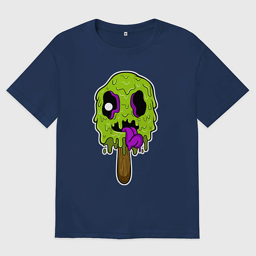 Мужская футболка оверсайз Green Ice Cream / Тёмно-синий – фото 1