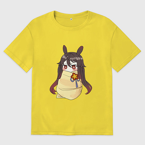 Мужская футболка оверсайз Маленькая Ху Тао / Желтый – фото 1