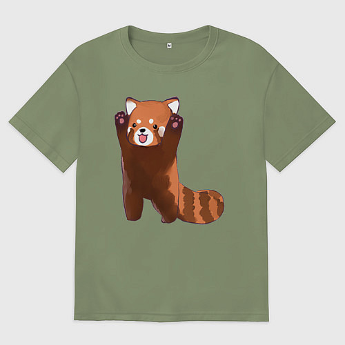 Мужская футболка оверсайз Нападение милой панды / Авокадо – фото 1