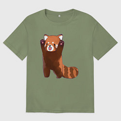 Футболка оверсайз мужская Нападение милой панды, цвет: авокадо