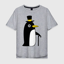 Мужская футболка оверсайз Пингвин в шляпе