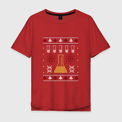 Мужская футболка оверсайз Наука Science Вязаный свитер / Красный – фото 1