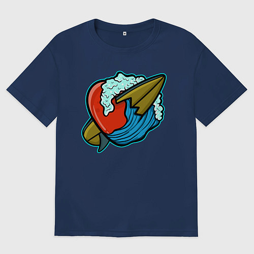 Мужская футболка оверсайз Любовь к серфингу / Тёмно-синий – фото 1