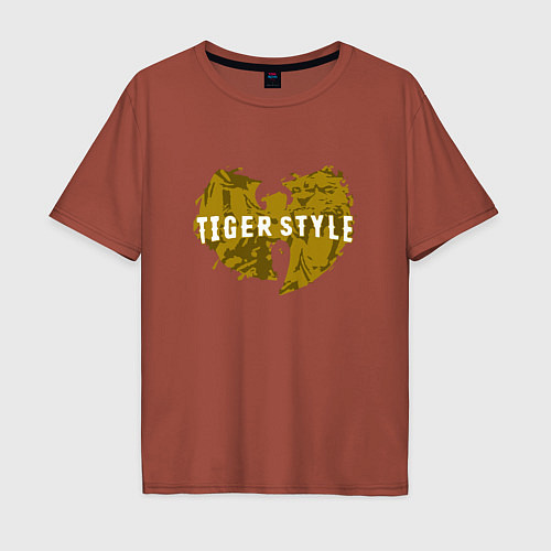 Мужская футболка оверсайз Tiger Style / Кирпичный – фото 1