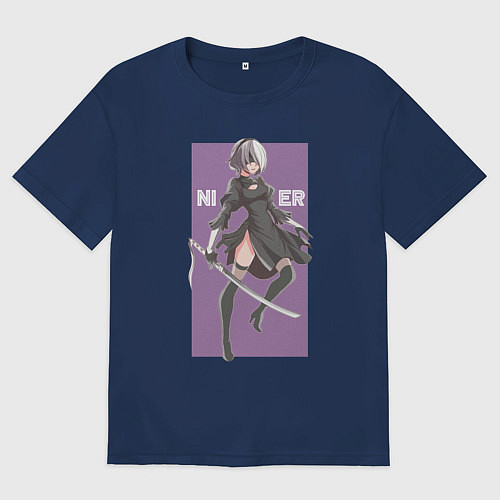 Мужская футболка оверсайз Ниер Nier / Тёмно-синий – фото 1