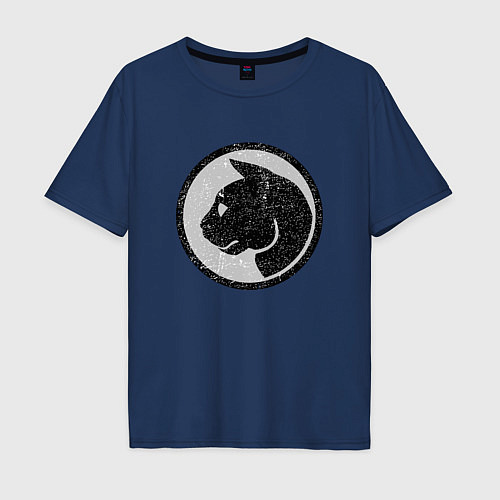 Мужская футболка оверсайз Black Cat / Тёмно-синий – фото 1