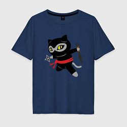 Мужская футболка оверсайз Ninja Cat