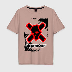 Футболка оверсайз мужская Deathloop - Краска, цвет: пыльно-розовый