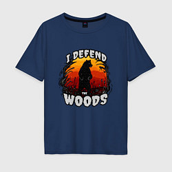 Мужская футболка оверсайз Медведь I defend the woods