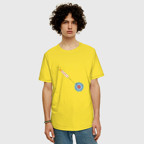 Мужская футболка оверсайз Вакцинация / Желтый – фото 3